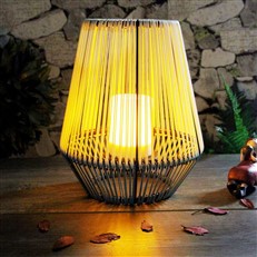 Outdoor Garden Solar Rattan Effect Lantern with LED Candle