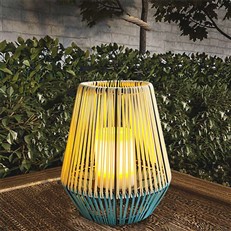 Outdoor Garden Solar Rattan Effect Lantern with LED Candle