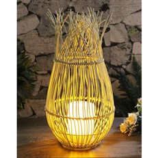 Rattan Effect Garden Outdoor Solar Lantern with LED Candle 