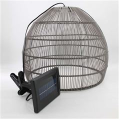 Outdoor Solar LED Pendant Light with Grey Rattan Effect Shade