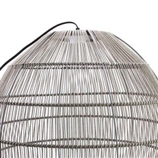 Outdoor Solar LED Pendant Light with Grey Rattan Effect Shade