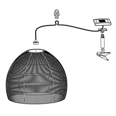 Outdoor Solar LED Pendant Light with Grey Rattan Effect Shade