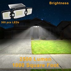 Solar LED Triple Security Floodlight with Double PIR Sensor