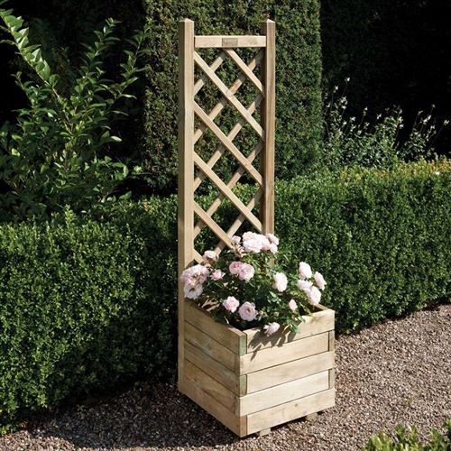 Square Planter with Lattice Panel