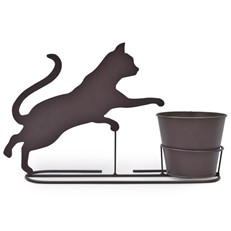 Playful Kitten Silhouette Plant Pot