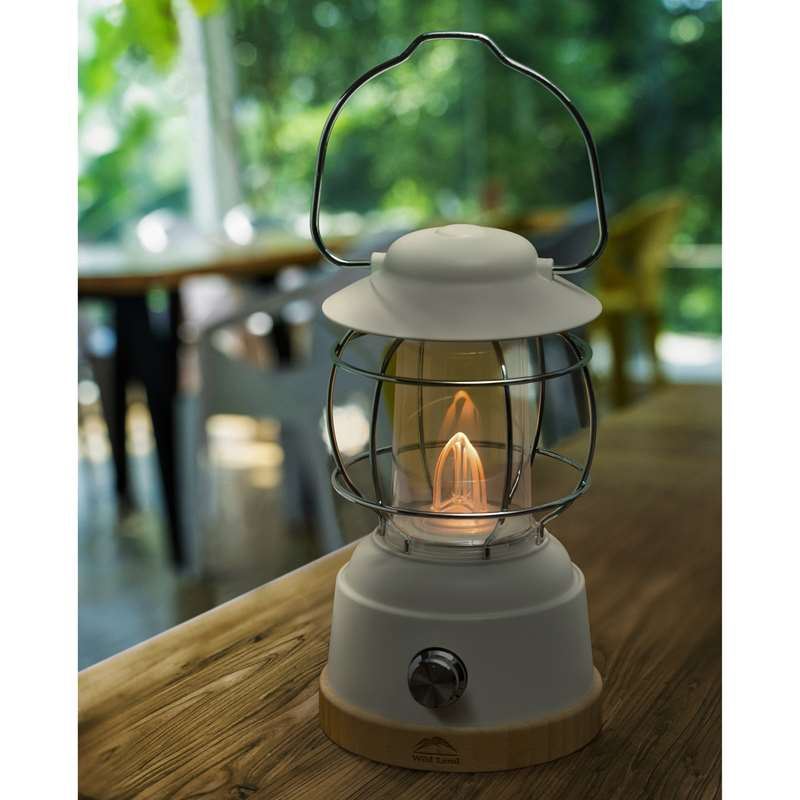 Moon Rock White 8W Portable Rechargeable LED Lantern and Real flame light