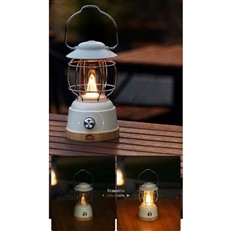 WildLand Moon Rock White 8W Portable Rechargeable LED Lantern with Real Flame Effect