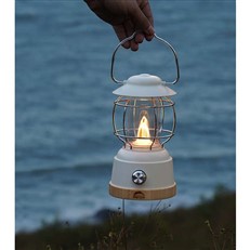 WildLand Moon Rock White 8W Portable Rechargeable LED Lantern with Real Flame Effect