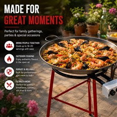 60cm Paella Pan with Legs, Burner and Spoon