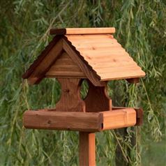 Rustic Bird Table with Timber Roof 